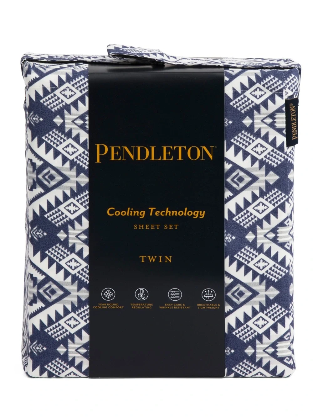 Pendleton Navy & White Geometric Twin Cooling Sheet Set
